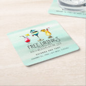 トロピカルドリンク無料ドリンク保存日 スクエアペーパーコースター (アングル)