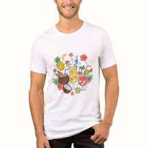 トロピカルドリンク - かわいい夏のコクテル メンズTシャツ