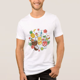トロピカルドリンク - かわいい夏のコクテル メンズTシャツ トライブレンドTシャツ
