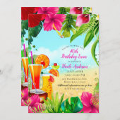 トロピカルドリンク&フラワーサマーバースデーパーティー 招待状 (正面/裏面)