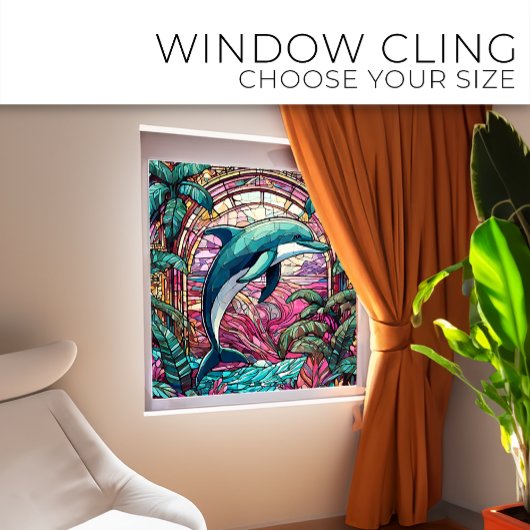 トロピカルドルフィンステンドグラス ウィンドウサイン