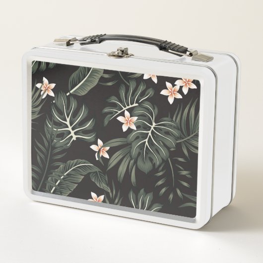 トロピカルナイトフローラ:エキゾチックヴィンテージ。 メタルランチボックス (正面)