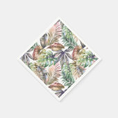 トロピカルナプキン 緑とピンクのナプキン ヤシの葉 スタンダードカクテルナプキン (角)