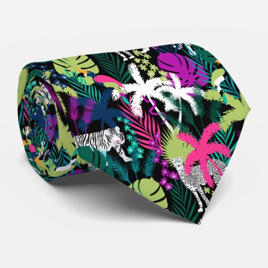 トロピカルニワイドガーデン大きな猫 ネクタイ (ロール)
