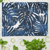 トロピカルネイビーブルースタイリッシュホワイトパ離れームズ キッチンタオル (折り畳み)