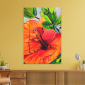 トロピカルネオンハイビスカスの花 キャンバスプリント (インサイチュ (リビング))