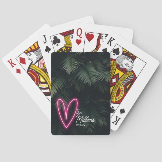 トロピカルネオンハート姓結婚式の引き出物 トランプ (裏面)