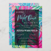 トロピカルネオンパーム葉ズモンステラベビーシャワー 招待状 (正面/裏面)