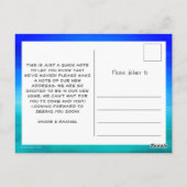 トロピカルネオンビーチヤパームの木の動く発表 ポストカード (裏面)