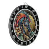 トロピカルネオンホースエスケープのアートワーク ダーツボード (正面左)