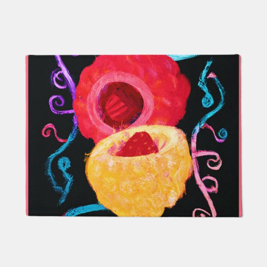 トロピカルネオン鮮やかフルーツデザイン ドアマット (正面)