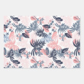 トロピカルネービー、赤面ピンク詰め合わせ包装紙 ラッピングペーパーシート (正面3)