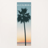 トロピカルネームティール（緑がかった色）&オレンジサンセットパームツリーネーム ヨガマット (正面)