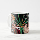 トロピカルノワール:ダークエキゾチックな森のパターン コーヒーマグカップ (正面左)