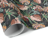 トロピカルノワール：ダークエキゾチックな森のパターン ラッピングペーパー (ロールコーナー)