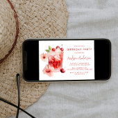 トロピカルハイビスカスさくらんぼカクテルバースデーパーティー 招待状