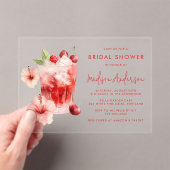 トロピカルハイビスカスさくらんぼカクテルブライダルシャワー アクリル招待状 (インサイチュ (ポータブル))