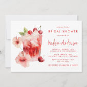 トロピカルハイビスカスさくらんぼカクテルブライダルシャワー 招待状 (正面)