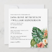 トロピカルハイビスカスの水彩画 ウェディング招待状 招待状 (正面)