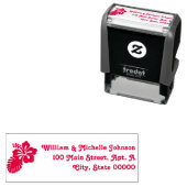 トロピカルハイビスカスの自己インク入力アドレススタンプ セルフインキングスタンプ (インサイチュ)