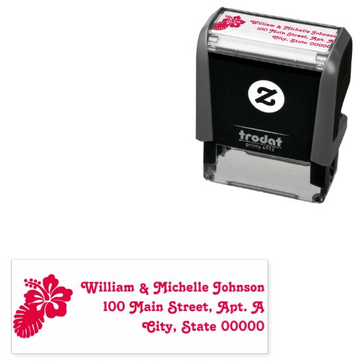 トロピカルハイビスカスの自己インク入力アドレススタンプ セルフインキングスタンプ (インサイチュ)