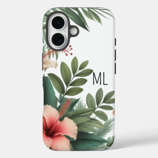 トロピカルハイビスカスの花のモノグラムアイランドデザイン Case-Mate iPhoneケース (裏面)