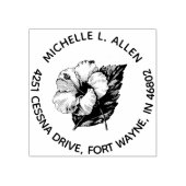 トロピカルハイビスカスの花ラウンド返送先住所 ラバースタンプ (インプリント)