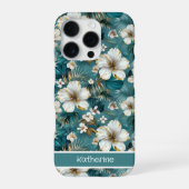 トロピカルハイビスカスの花 テールブルー iPhoneケース (裏面)