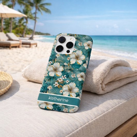 トロピカルハイビスカスの花 テールブルー iPhoneケース