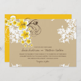 トロピカルハイビスカスイエロールアウ（ハワイ式宴会）ビーチ結婚式招待状 招待状