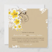 トロピカルハイビスカスイエロールアウ（ハワイ式宴会）ビーチ結婚式招待状 招待状 (正面)