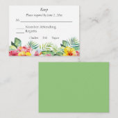 トロピカルハイビスカスウェディングRSVP エンクロージャーカード (正面/裏面)