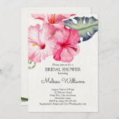 トロピカルハイビスカスサマーブライダルシャワー 招待状 (正面/裏面)