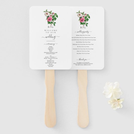 トロピカルハイビスカスサマー結婚式 プログラム ハンドファン (正面&裏面)