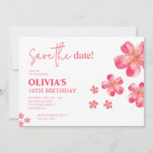 トロピカルハイビスカスザデイト誕生日 招待状 (正面)