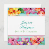 トロピカルハイビスカスデイトフラットカードを保存 (正面/裏面)