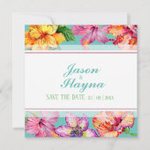 トロピカルハイビスカスデイトフラットカードを保存 (正面)