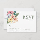 トロピカルハイビスカスデスティネーションウェディングRSVPカード 出欠カード (正面)