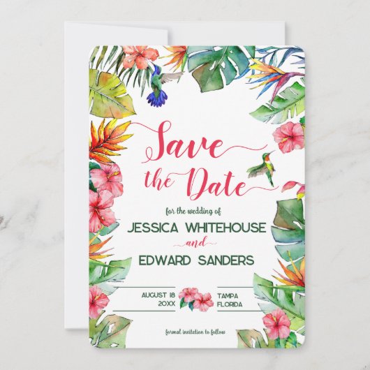 トロピカルハイビスカスハワイアンウェディングザデー セーブザデート (正面)