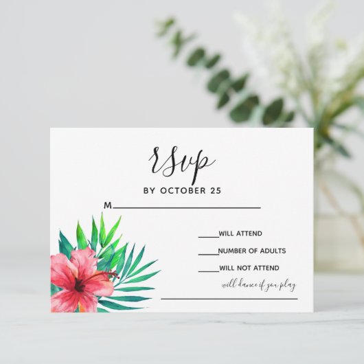 トロピカルハイビスカスハワイアンビーチ結婚式 出欠カード (スタンド正面)