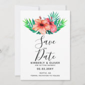 トロピカルハイビスカスハワイアンビーチ結婚式 招待状 (正面)