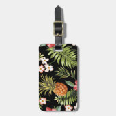 トロピカルハイビスカスパイナップル旅行荷物タグ ラゲッジタグ (正面縦)