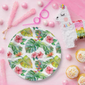 トロピカルハイビスカスパーム離れハワイアン ペーパープレート (パーティー)