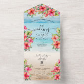 トロピカルハイビスカスビーチオールインワンウェディング オールインワン招待状 (内側)