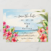 トロピカルハイビスカスビーチフラットザデイトカード セーブザデート (正面/裏面)