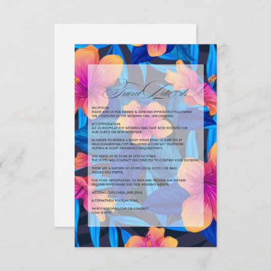 トロピカルハイビスカスビーチ結婚式ゲスト詳細 エンクロージャーカード (正面/裏面)