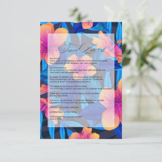 トロピカルハイビスカスビーチ結婚式ゲスト詳細 エンクロージャーカード (スタンド正面)