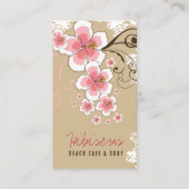 トロピカルハイビスカスピンクフラワーヴィンテージモダンシック 名刺 (正面)