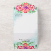トロピカルハイビスカスフラワーウォータービーチ結婚式 オールインワン招待状 (外側)