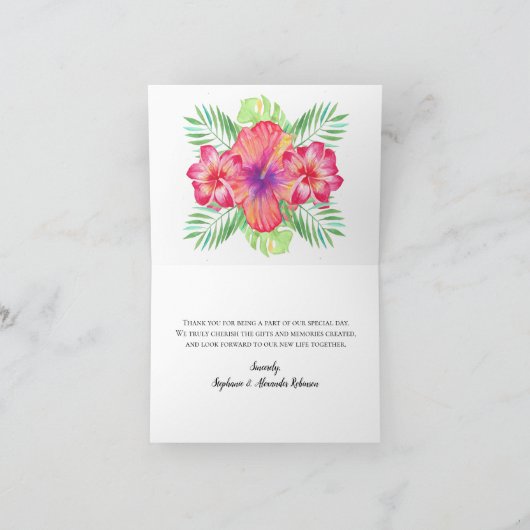 トロピカルハイビスカスフラワーウォータービーチ結婚式 サンキューカード (内部)
